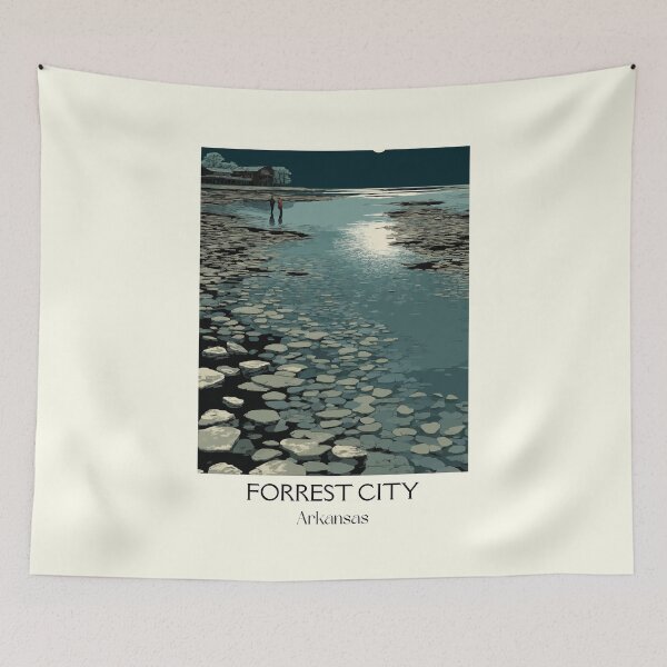 Item preview, Forrest City Arkansas Winter River Art Print designed and sold by TuncGK.