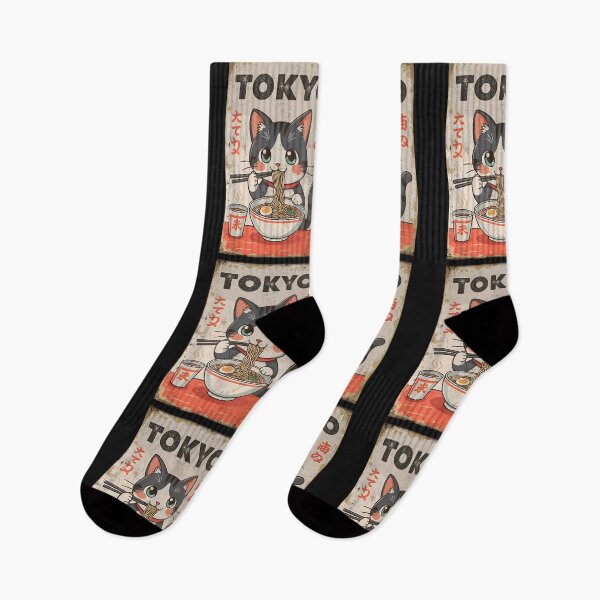 Item preview, Kawaii Cat Eating Ramen Noodles Japanese Anime Tokyo Japan designed and sold by cawtoon.