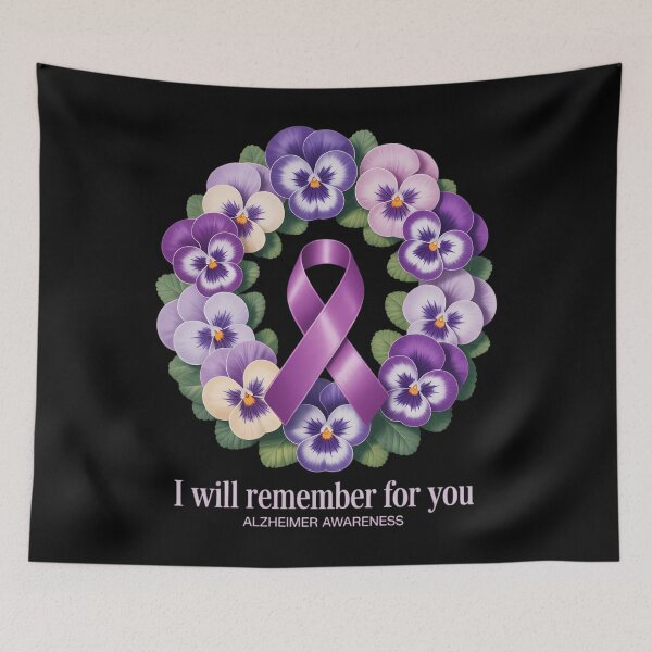 Item preview, Purple Floral I Will Remember For You Alzheimer's Awareness designed and sold by PunkNation-Arts.