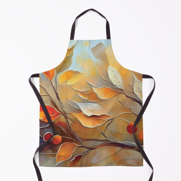Item preview, Warm and cosy Autumn leaves colours, juicy berries, VINTAGE leaf textured pattern botanicals thick oil painting, burnt orange and brown, neutral colours designed and sold by navitalidesign.