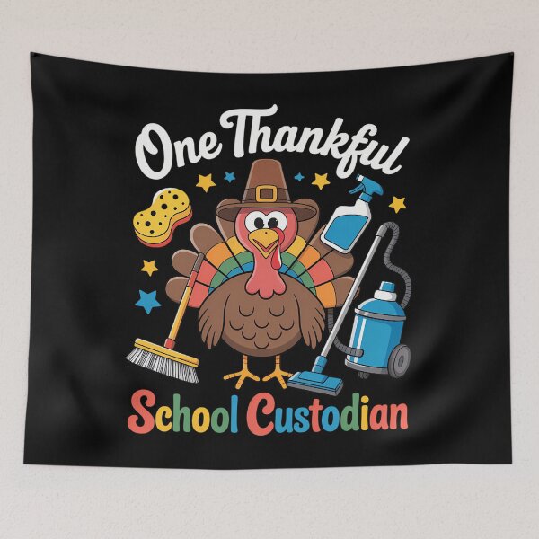 Item preview, One Thankful School Custodian Turkey Happy Thanksgiving designed and sold by BiellaSar.