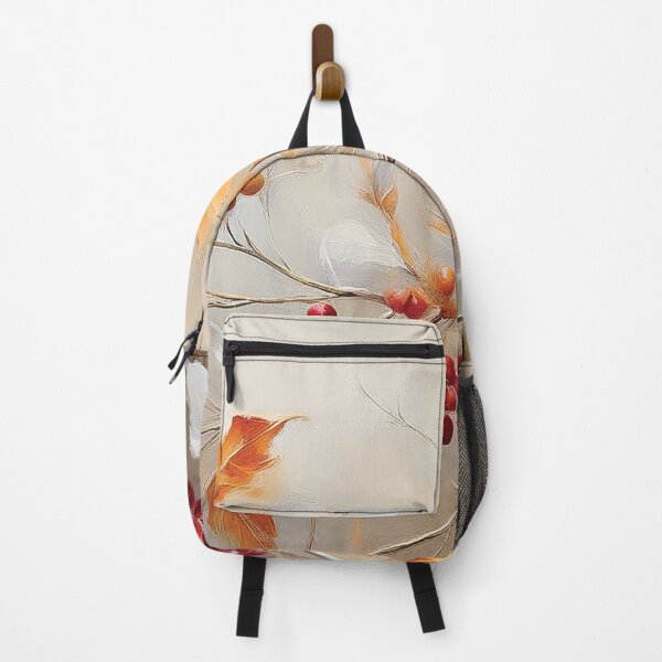 Item preview, Warm and cosy Autumn leaves fall colours, juicy berries, VINTAGE leaf textured pattern botanicals thick oil painting, burnt orange and brown, neutral colours designed and sold by navitalidesign.