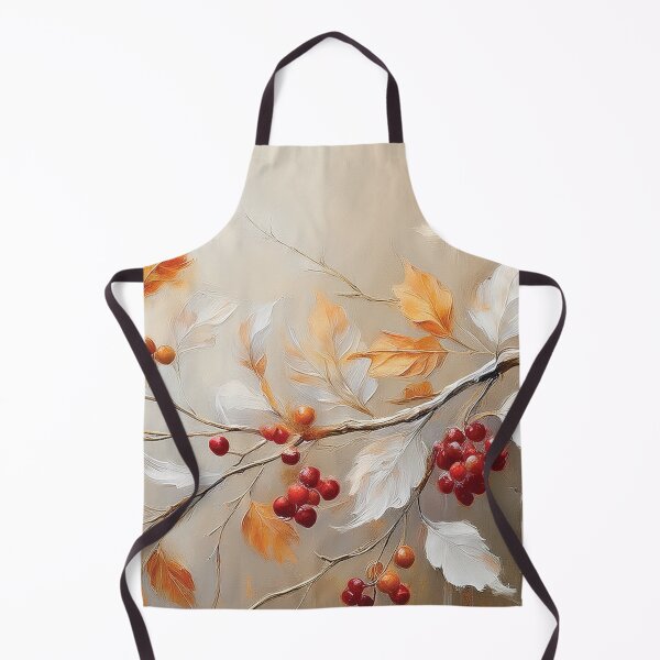 Item preview, Warm and cosy Autumn leaves fall colours, juicy berries, VINTAGE leaf textured pattern botanicals thick oil painting, burnt orange and brown, neutral colours designed and sold by navitalidesign.