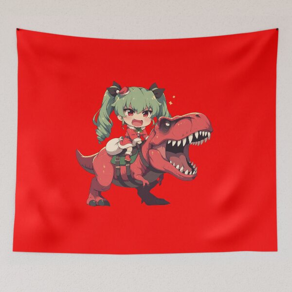 Item preview, Anchovy Christmas Dinosaur Ride Girls Und Panzer Anime Chibi Style designed and sold by Raslbazola.