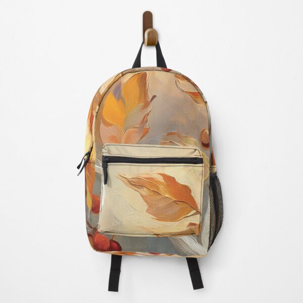 Item preview, Warm and cosy Autumn leaves on branch fall colours, juicy berries, VINTAGE leaf textured pattern botanicals thick oil painting, burnt orange and brown, neutral colours designed and sold by navitalidesign.
