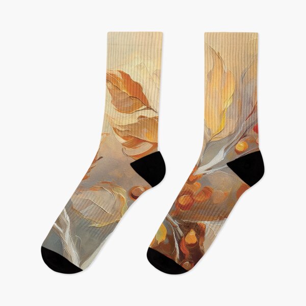 Item preview, Warm and cosy Autumn leaves on branch fall colours, juicy berries, VINTAGE leaf textured pattern botanicals thick oil painting, burnt orange and brown, neutral colours  designed and sold by navitalidesign.