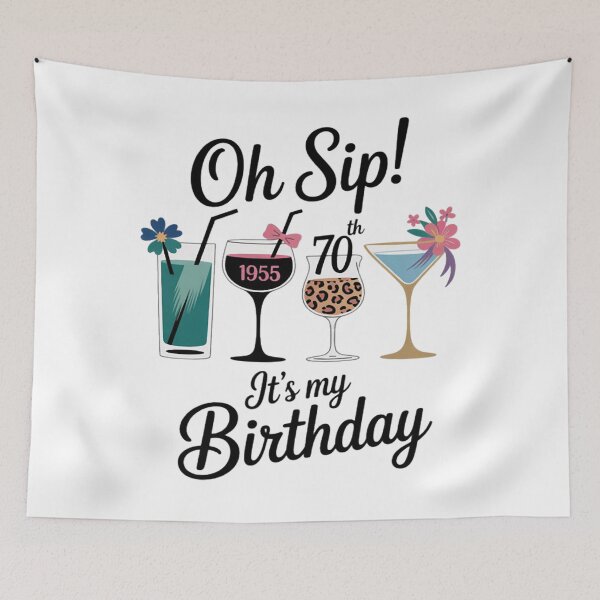 Item preview, Oh Sip It's My Birthday Wine 70th Bday Funny Drinking Party designed and sold by Ikwalima.