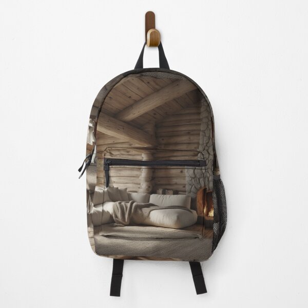 Item preview, Minimalist Log Cabin Interior Cozy Neutral Decor designed and sold by Eden Underground Radio (Official Merch).