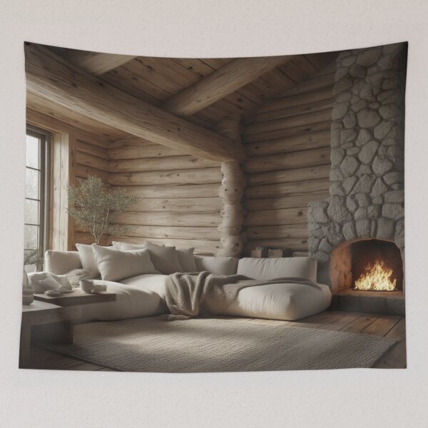 Item preview, Minimalist Log Cabin Interior Cozy Neutral Decor	 designed and sold by David R Sawin The Architects Of Eden.