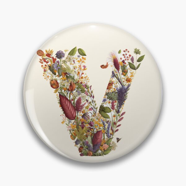 Item preview, Floral V Monogram - Vintage Botanical Initial designed and sold by BinormalStuidos.