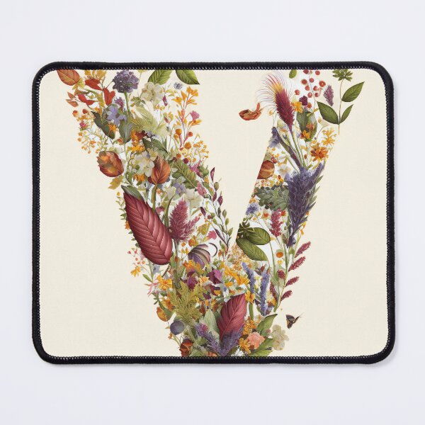 Item preview, Floral V Monogram - Vintage Botanical Initial designed and sold by BinormalStuidos.