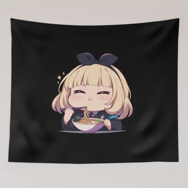 Item preview, Blue Exorcist Shiemi Moriyama Eating Ramen Cute Blonde Hair Kawaii Anime designed and sold by Raslbazola.