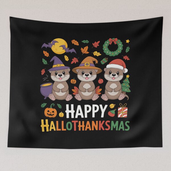Item preview, Otter Halloween Pup Christmas Happy Hallothanksmas Otters designed and sold by Idarmotar.