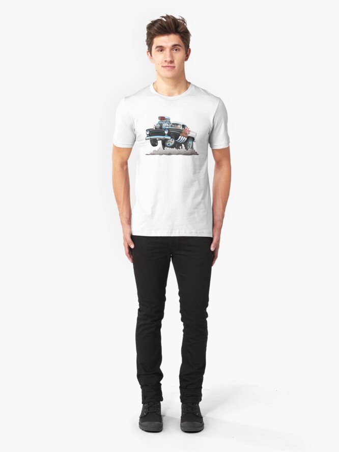 Alternate view of Classic 55 Hot Rod Funny Car Cartoon Slim Fit T-Shirt