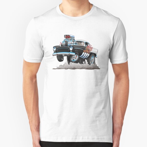 Classic 55 Hot Rod Funny Car Cartoon Slim Fit T-Shirt