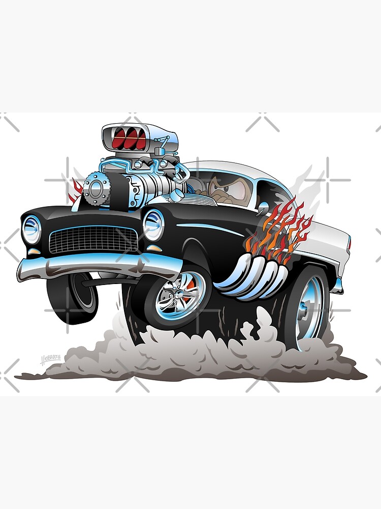 Classic 55 Hot Rod Funny Car Cartoon by hobrath