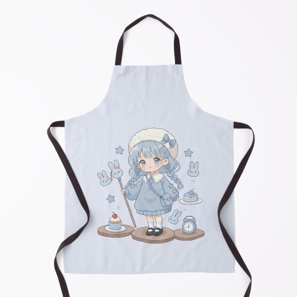 Item preview, Kawaii Pastel Blue Bunny Girl Art Print designed and sold by cozy corner co. .