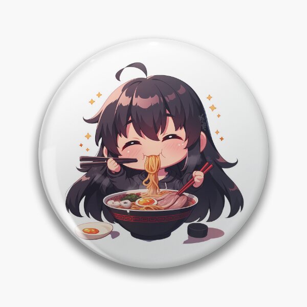Item preview, Ga Kill Akame Enjoying Ramen Cute Black Hair Kawaii Anime designed and sold by Raslbazola.