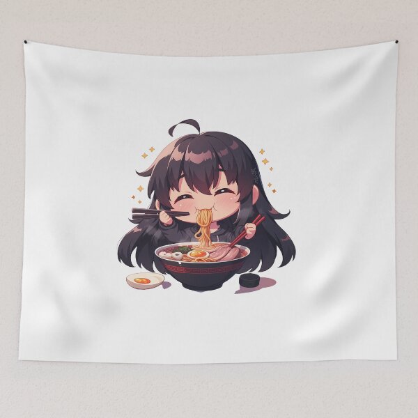 Item preview, Ga Kill Akame Enjoying Ramen Cute Black Hair Kawaii Anime designed and sold by Raslbazola.