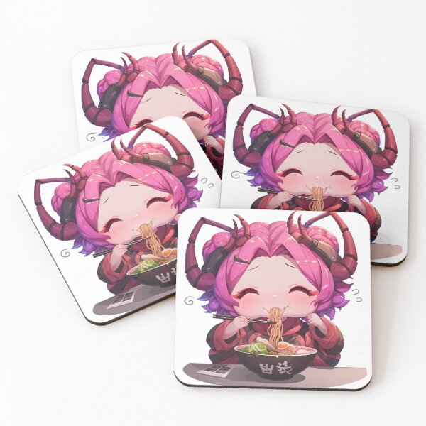 Item preview, Overlord Entoma Vasilissa Zeta Eating Ramen Pink Hair Kawaii Anime designed and sold by Raslbazola.
