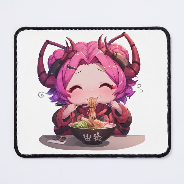 Item preview, Overlord Entoma Vasilissa Zeta Eating Ramen Pink Hair Kawaii Anime designed and sold by Raslbazola.