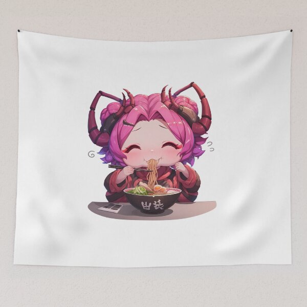 Item preview, Overlord Entoma Vasilissa Zeta Eating Ramen Pink Hair Kawaii Anime designed and sold by Raslbazola.