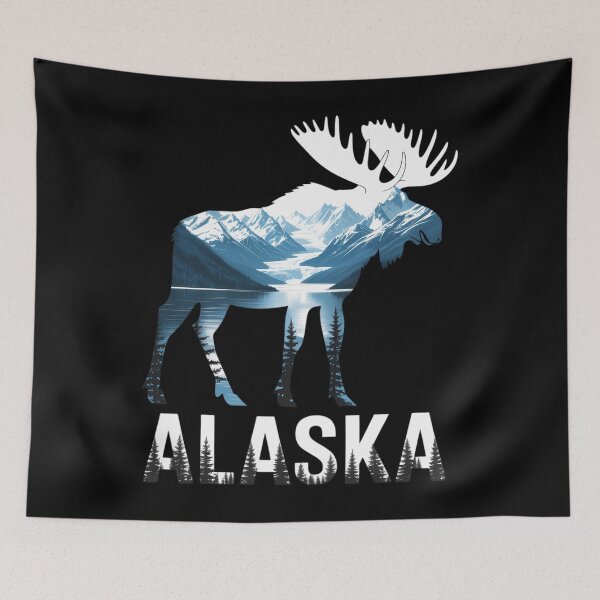 Item preview, Alaska Day Moose Snowy Mountain Alaskan Tourist or Resident designed and sold by HellD3vil-Art.