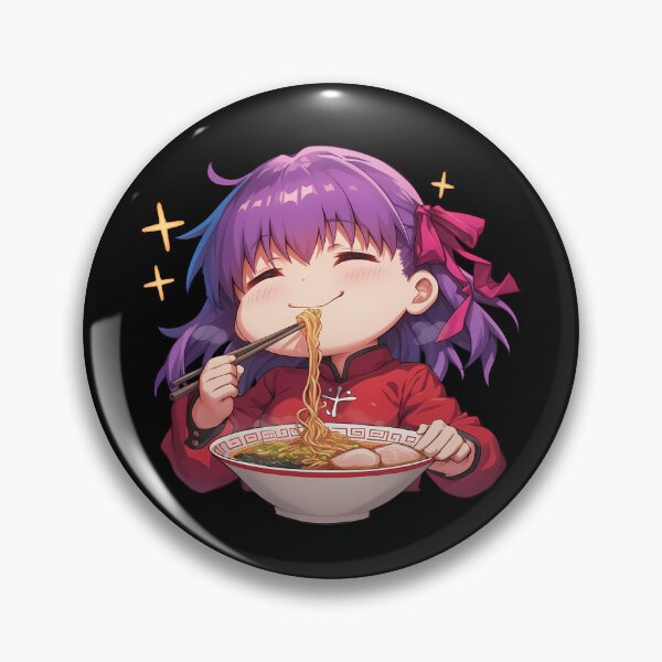 Item preview, Fate Stay Sakura Matou Enjoying Ramen Purple Hair Kawaii Anime designed and sold by Raslbazola.