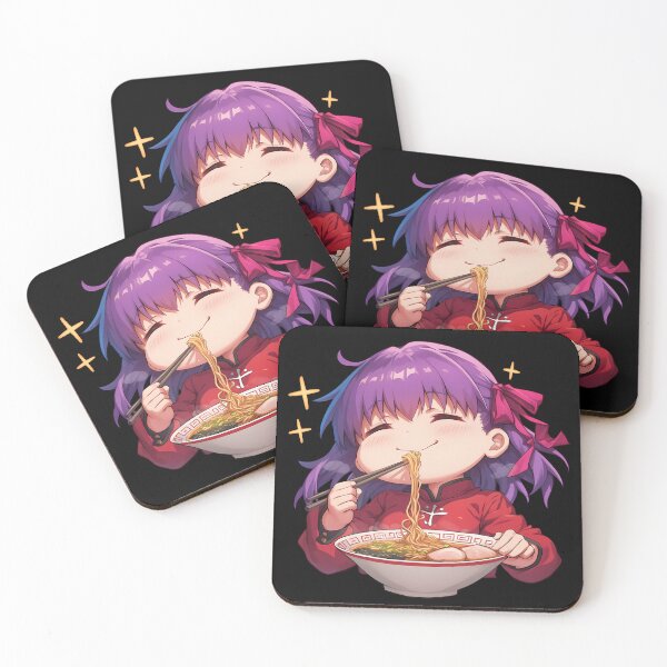 Item preview, Fate Stay Sakura Matou Enjoying Ramen Purple Hair Kawaii Anime designed and sold by Raslbazola.