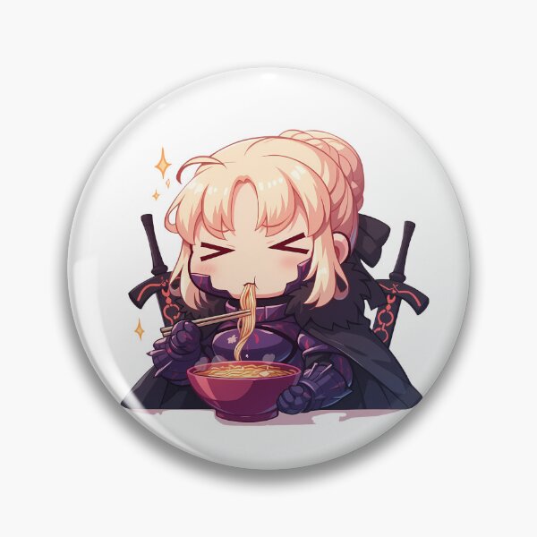 Item preview, Fate Stay Saber Alter comiendo ramen Caballero Oscuro Anime Kawaii designed and sold by Raslbazola.