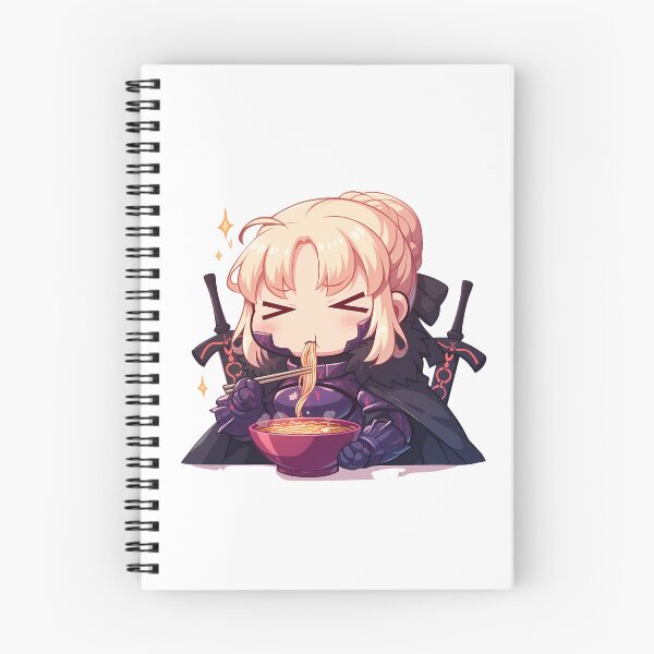 Item preview, Fate Stay Saber Alter Eating Ramen Dark Knight Kawaii Anime designed and sold by Raslbazola.