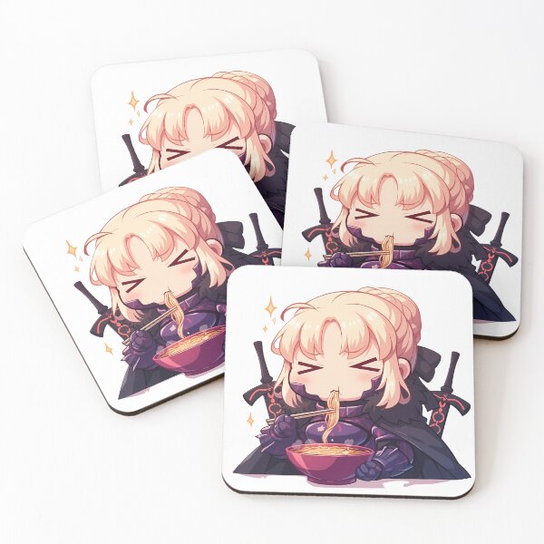 Item preview, Fate Stay Saber Alter Eating Ramen Dark Knight Kawaii Anime designed and sold by Raslbazola.
