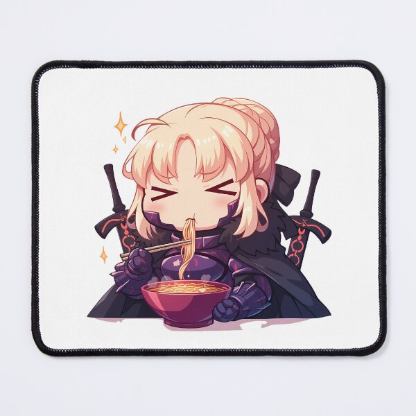 Item preview, Fate Stay Saber Alter Eating Ramen Dark Knight Kawaii Anime designed and sold by Raslbazola.