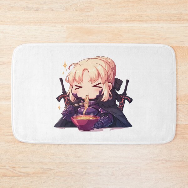 Item preview, Fate Stay Saber Alter Eating Ramen Dark Knight Kawaii Anime designed and sold by Raslbazola.