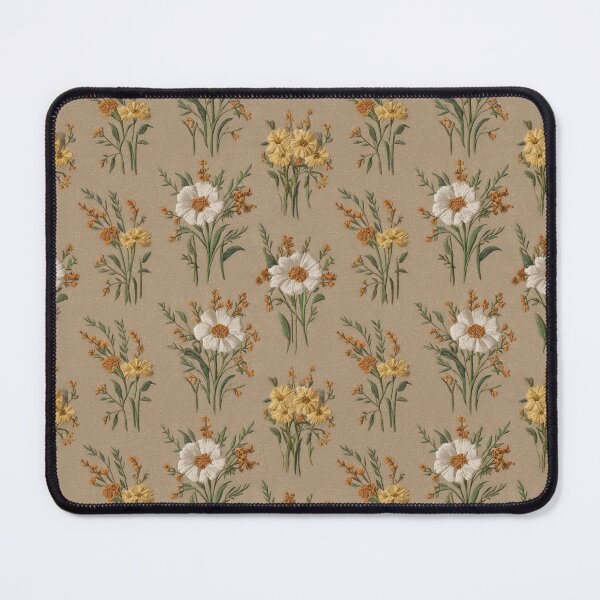 Item preview, Vintage Embroidered style Wildflower Pattern | Rustic Botanical Daisy & Foliage Art designed and sold by NSB-Design.