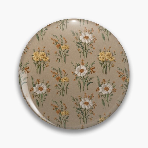 Item preview, Vintage Embroidered style Wildflower Pattern | Rustic Botanical Daisy & Foliage Art designed and sold by NSB-Design.