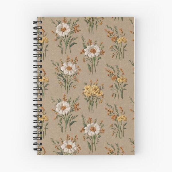 Item preview, Vintage Embroidered style Wildflower Pattern | Rustic Botanical Daisy & Foliage Art designed and sold by NSB-Design.