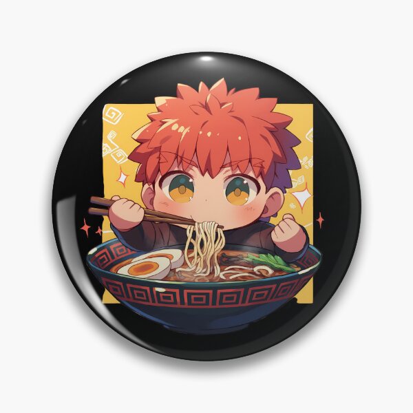 Item preview, Shirou Emiya Enjoying Ramen Fate Stay Night Chibi Anime designed and sold by Raslbazola.