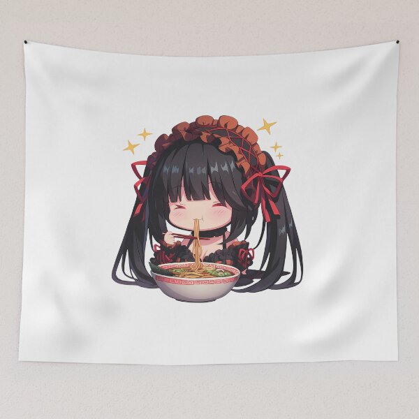 Item preview, Kurumi Tokisaki Enjoying Ramen Date A Live Chibi Anime designed and sold by Raslbazola.