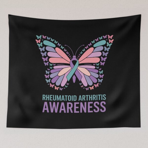 Item preview, Butterflies Rheumatoid Arthritis Awareness Ribbon Support designed and sold by CookWorldLaughs.