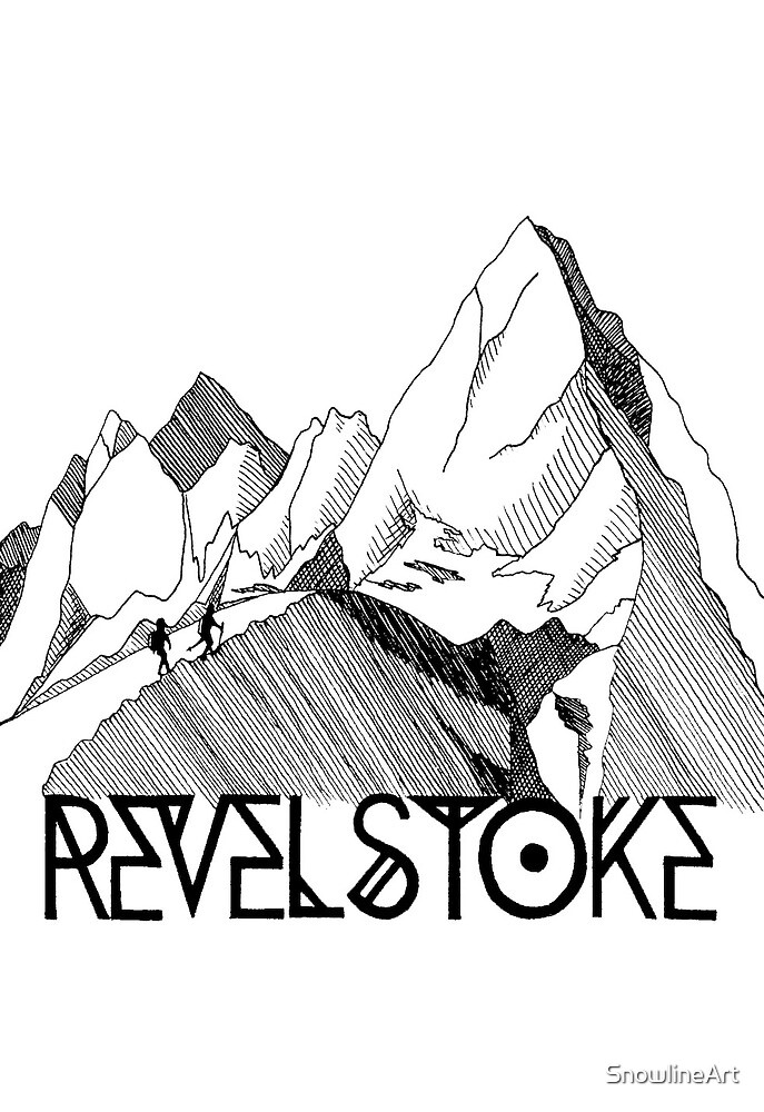 "Revelstoke BC Hiking the Mountains Original Pen and Ink Illustration" by SnowlineArt