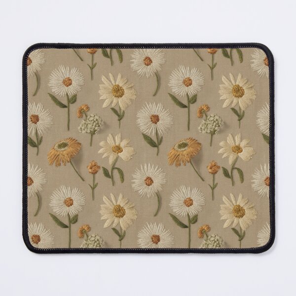 Item preview, Vintage Embroidered Daisy Field | Rustic Cottagecore Floral Stitch Pattern designed and sold by NSB-Design.