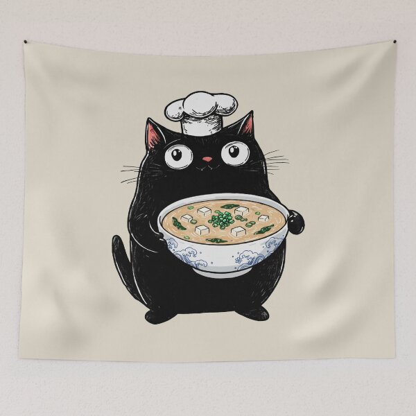 Item preview, Foodie Cat Prents,  Authentic Japanese, Miso Soup designed and sold by OrenjiArtShop.