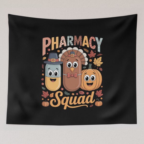 Item preview, Pharmacy Squad Turkey Pumpkin Pilgrim Pills Thanksgiving Day designed and sold by KingsLife1994.