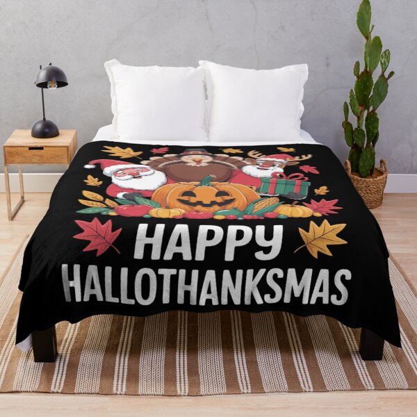 Item preview, Happy Hallothanksmas Halloween Thanksgiving Christmas Day designed and sold by Sunset4Bones.