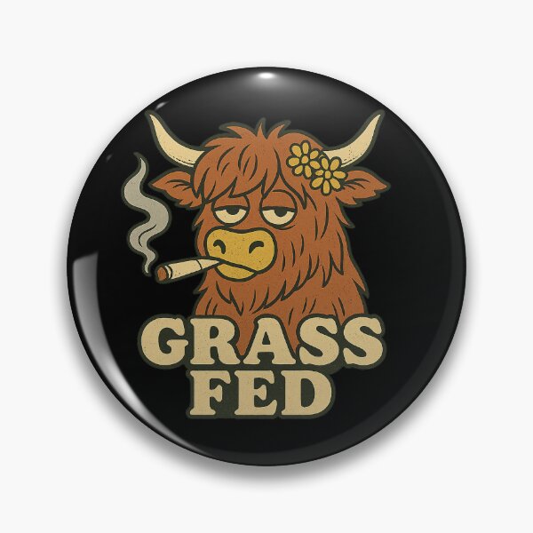 Item preview, 420 Highland Cow | Grass Fed Retro Stoner Animal Design designed and sold by Puff Puff Palz.