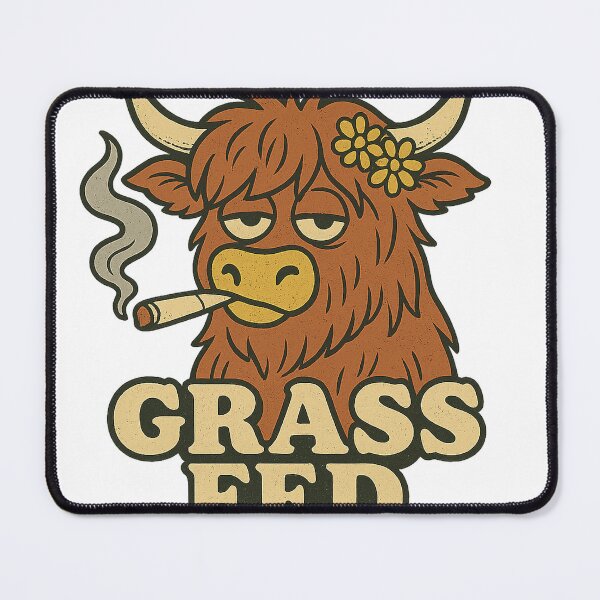 Item preview, 420 Highland Cow | Grass Fed Retro Stoner Animal Design designed and sold by Puff Puff Palz.