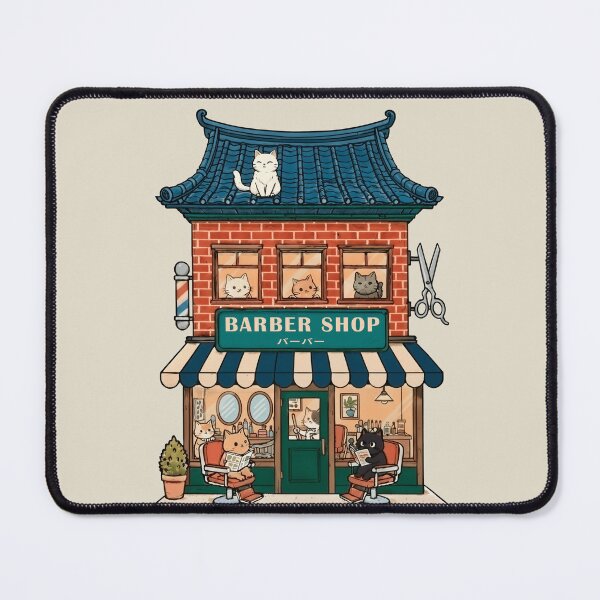 Item preview, Beard Lover Cats, Traditional Barbershop Scene designed and sold by OrenjiArtShop.