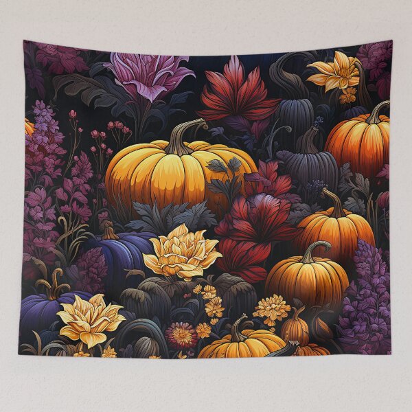 Item preview, Gothic Halloween Pumpkin Field Art With Purple Leaves designed and sold by DEC02.