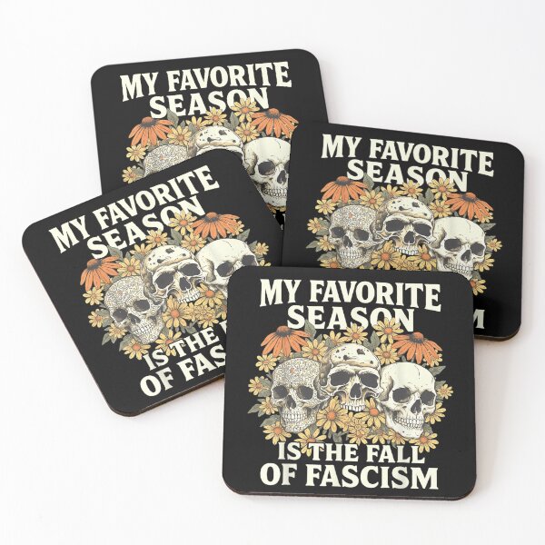 Item preview, My Favorite Season Is The Fall of Fascism Anti-Fascist Skull Flowers Art designed and sold by DorikoKazan.
